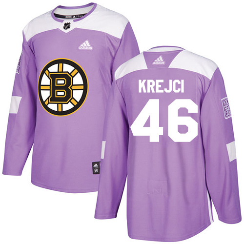 Adidas Bruins #46 David Krejci Purple Authentic Fights Cancer Stitched NHL Jersey